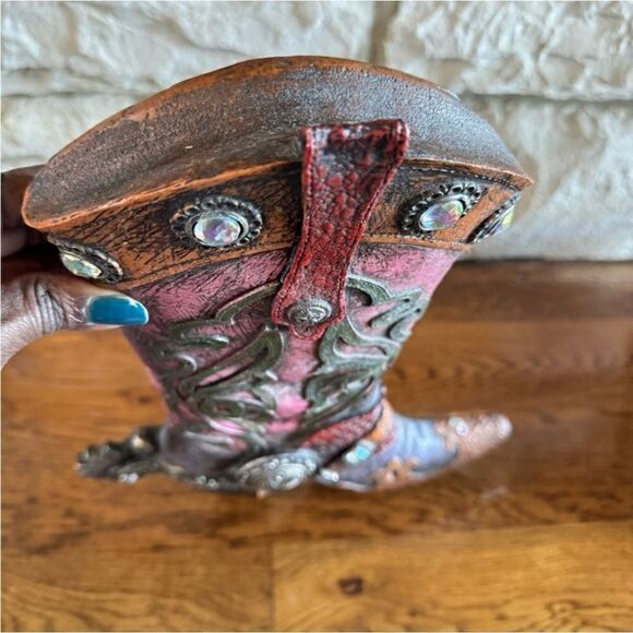 Western Boot Bedazzled Cowgirl Wall Hanging Decor - Picture 6 of 14